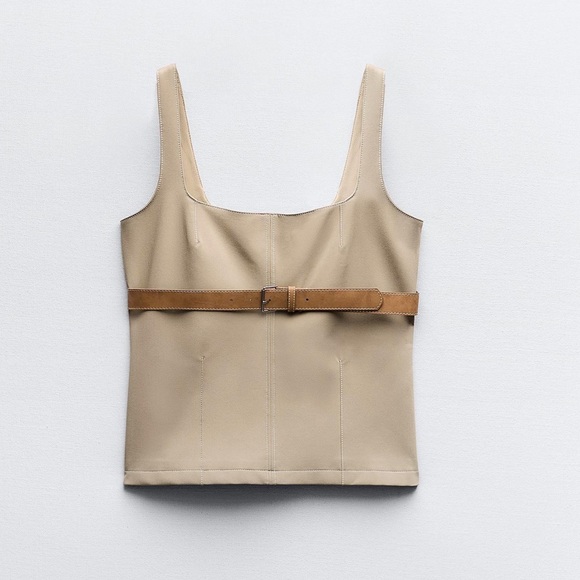 Zara Belted Topstitched Top - Picture 3 of 5